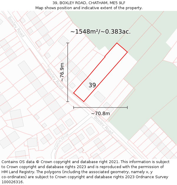 39, BOXLEY ROAD, CHATHAM, ME5 9LF: Plot and title map