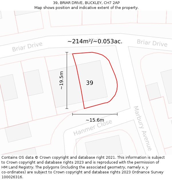 39, BRIAR DRIVE, BUCKLEY, CH7 2AP: Plot and title map