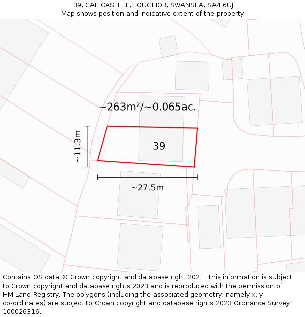 39, CAE CASTELL, LOUGHOR, SWANSEA, SA4 6UJ: Plot and title map