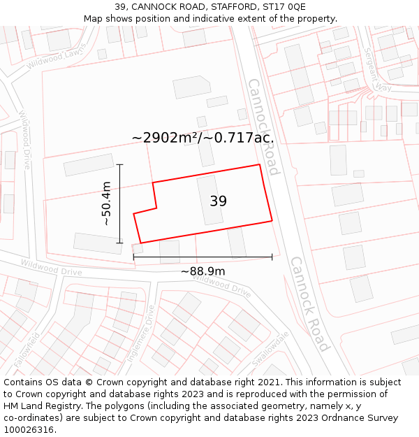 39, CANNOCK ROAD, STAFFORD, ST17 0QE: Plot and title map