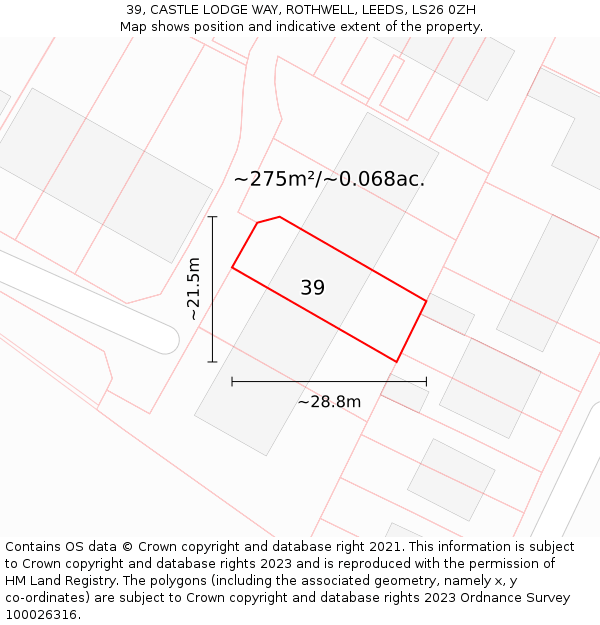 39, CASTLE LODGE WAY, ROTHWELL, LEEDS, LS26 0ZH: Plot and title map