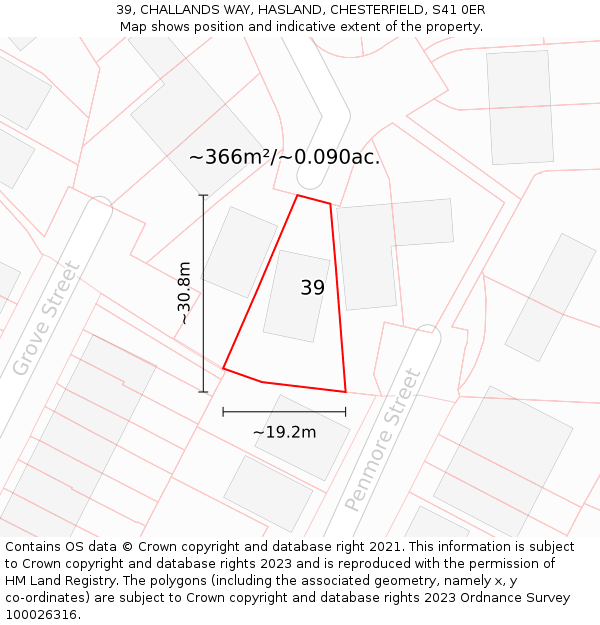 39, CHALLANDS WAY, HASLAND, CHESTERFIELD, S41 0ER: Plot and title map