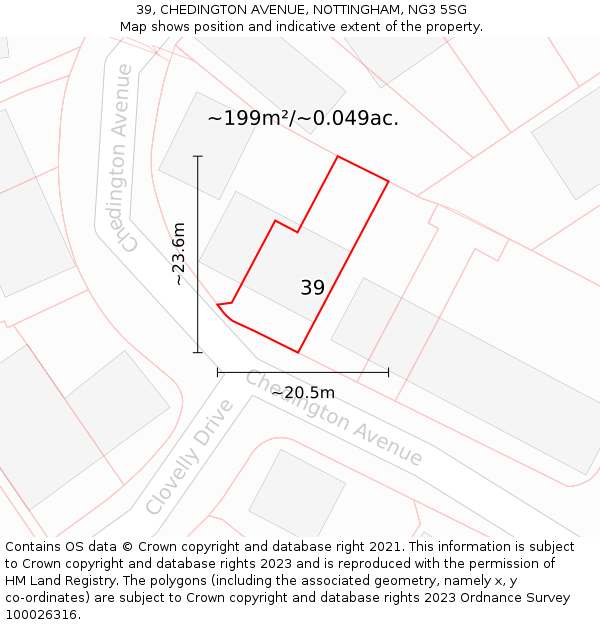 39, CHEDINGTON AVENUE, NOTTINGHAM, NG3 5SG: Plot and title map