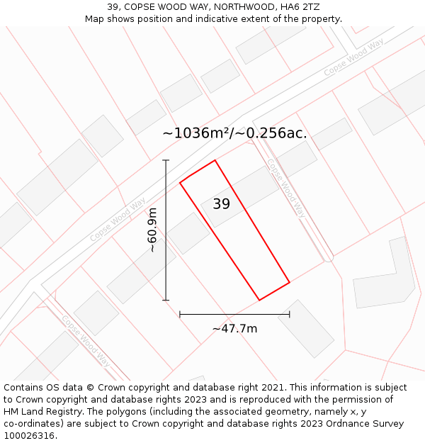 39, COPSE WOOD WAY, NORTHWOOD, HA6 2TZ: Plot and title map