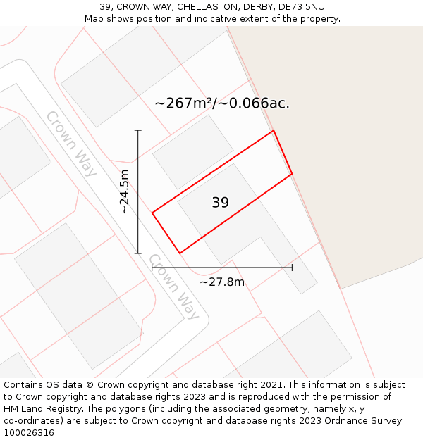 39, CROWN WAY, CHELLASTON, DERBY, DE73 5NU: Plot and title map