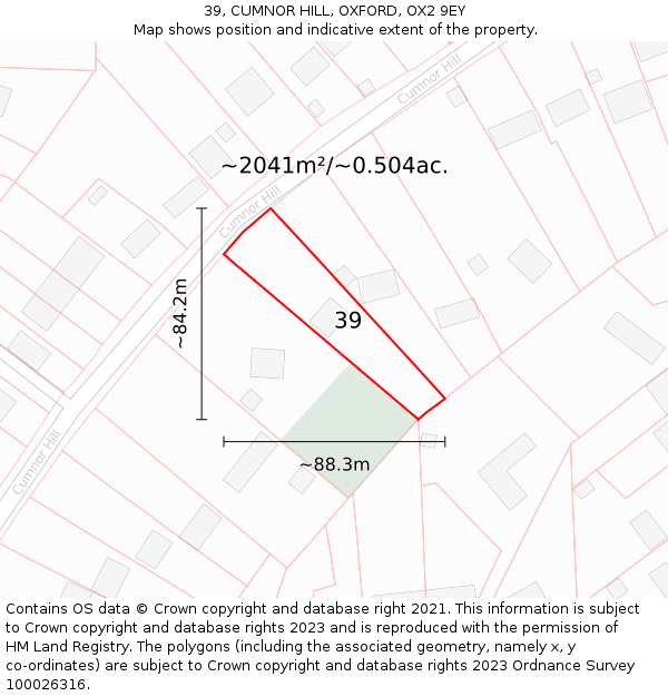 39, CUMNOR HILL, OXFORD, OX2 9EY: Plot and title map