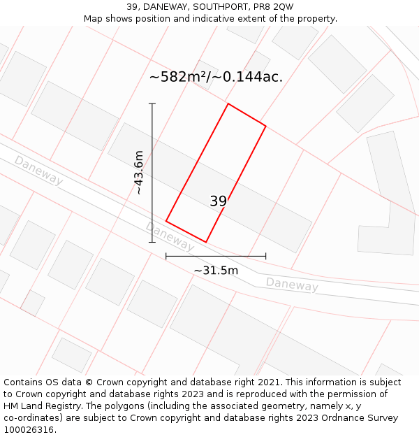 39, DANEWAY, SOUTHPORT, PR8 2QW: Plot and title map