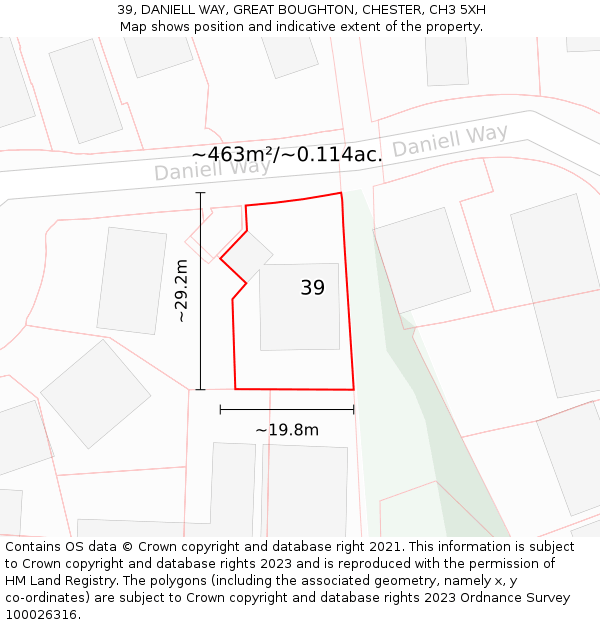 39, DANIELL WAY, GREAT BOUGHTON, CHESTER, CH3 5XH: Plot and title map