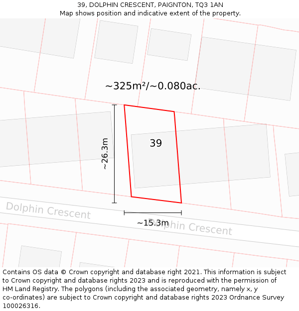 39, DOLPHIN CRESCENT, PAIGNTON, TQ3 1AN: Plot and title map