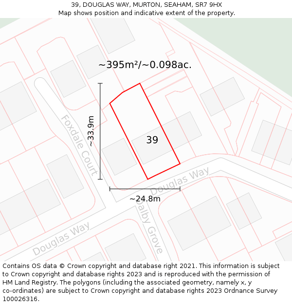 39, DOUGLAS WAY, MURTON, SEAHAM, SR7 9HX: Plot and title map