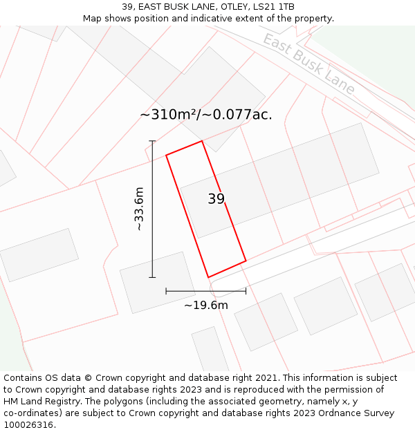 39, EAST BUSK LANE, OTLEY, LS21 1TB: Plot and title map