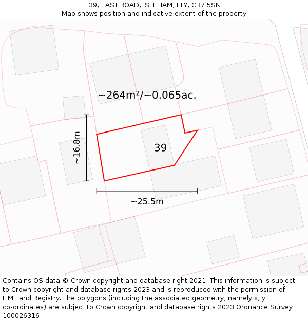 39, EAST ROAD, ISLEHAM, ELY, CB7 5SN: Plot and title map