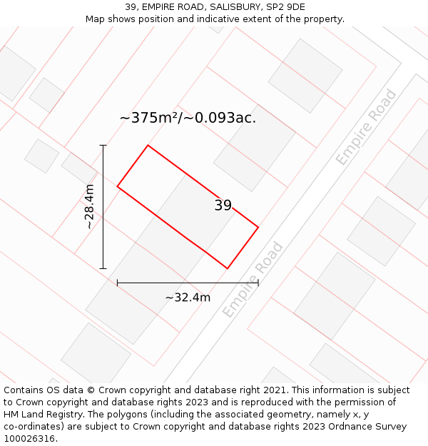 39, EMPIRE ROAD, SALISBURY, SP2 9DE: Plot and title map