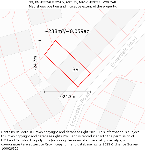 39, ENNERDALE ROAD, ASTLEY, MANCHESTER, M29 7AR: Plot and title map