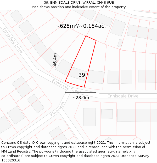 39, ENNISDALE DRIVE, WIRRAL, CH48 9UE: Plot and title map