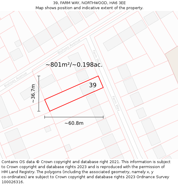 39, FARM WAY, NORTHWOOD, HA6 3EE: Plot and title map