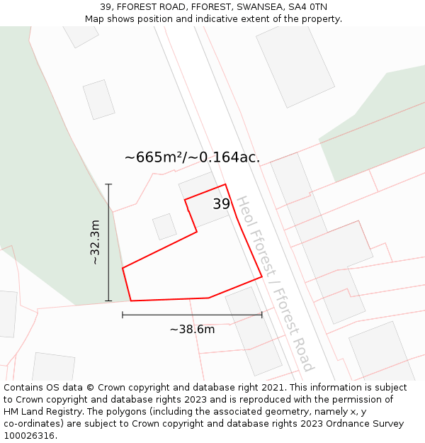 39, FFOREST ROAD, FFOREST, SWANSEA, SA4 0TN: Plot and title map