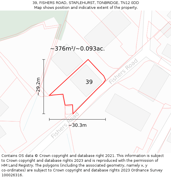 39, FISHERS ROAD, STAPLEHURST, TONBRIDGE, TN12 0DD: Plot and title map