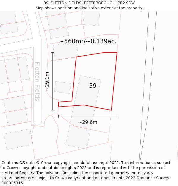 39, FLETTON FIELDS, PETERBOROUGH, PE2 9DW: Plot and title map