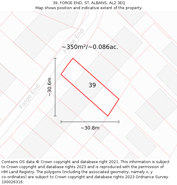 39, FORGE END, ST. ALBANS, AL2 3EQ: Plot and title map