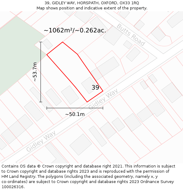 39, GIDLEY WAY, HORSPATH, OXFORD, OX33 1RQ: Plot and title map