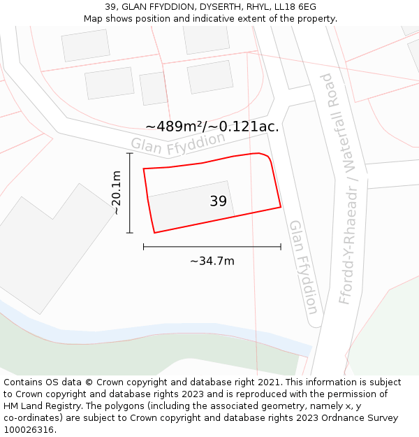 39, GLAN FFYDDION, DYSERTH, RHYL, LL18 6EG: Plot and title map