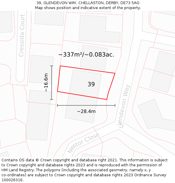 39, GLENDEVON WAY, CHELLASTON, DERBY, DE73 5AG: Plot and title map