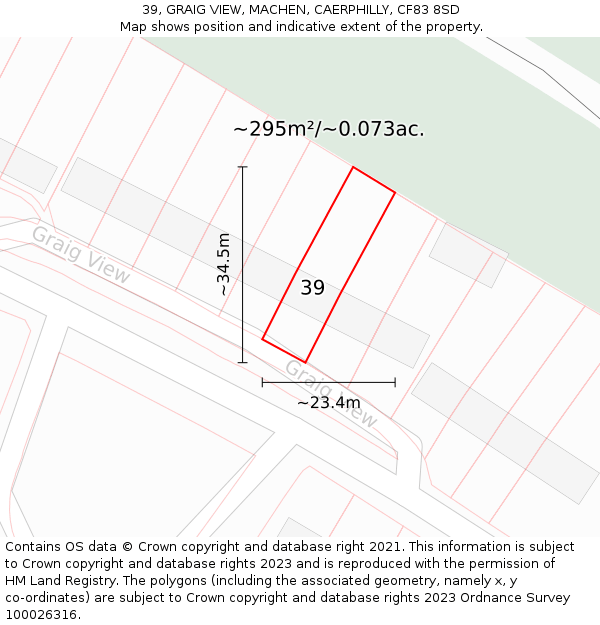 39, GRAIG VIEW, MACHEN, CAERPHILLY, CF83 8SD: Plot and title map