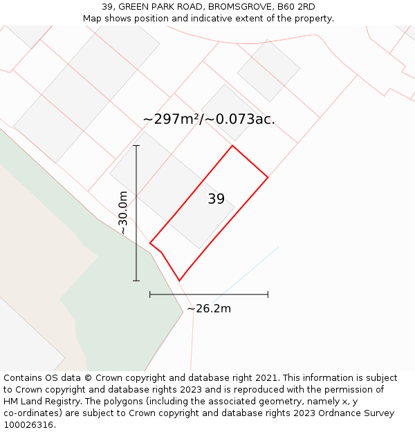 39, GREEN PARK ROAD, BROMSGROVE, B60 2RD: Plot and title map