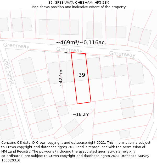 39, GREENWAY, CHESHAM, HP5 2BX: Plot and title map