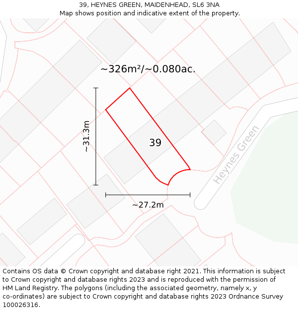 39, HEYNES GREEN, MAIDENHEAD, SL6 3NA: Plot and title map