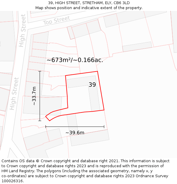 39, HIGH STREET, STRETHAM, ELY, CB6 3LD: Plot and title map