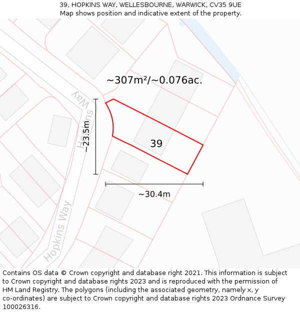 39, HOPKINS WAY, WELLESBOURNE, WARWICK, CV35 9UE: Plot and title map