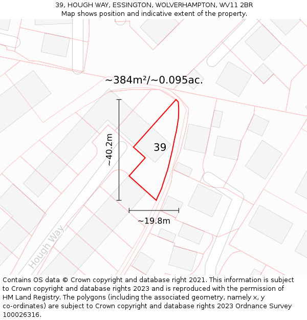 39, HOUGH WAY, ESSINGTON, WOLVERHAMPTON, WV11 2BR: Plot and title map