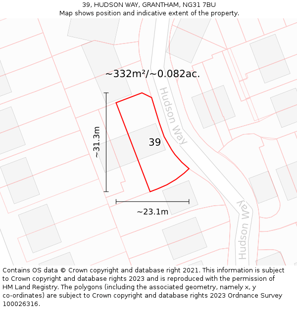 39, HUDSON WAY, GRANTHAM, NG31 7BU: Plot and title map