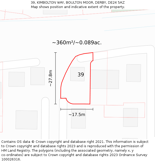 39, KIMBOLTON WAY, BOULTON MOOR, DERBY, DE24 5AZ: Plot and title map