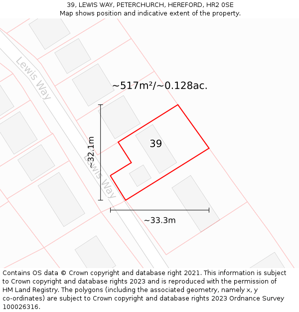 39, LEWIS WAY, PETERCHURCH, HEREFORD, HR2 0SE: Plot and title map