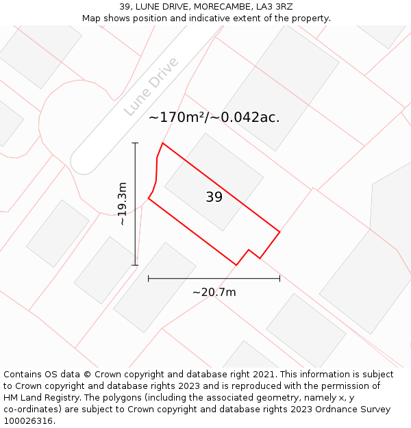 39, LUNE DRIVE, MORECAMBE, LA3 3RZ: Plot and title map