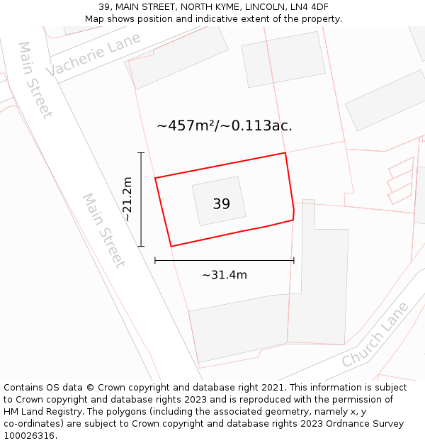 39, MAIN STREET, NORTH KYME, LINCOLN, LN4 4DF: Plot and title map