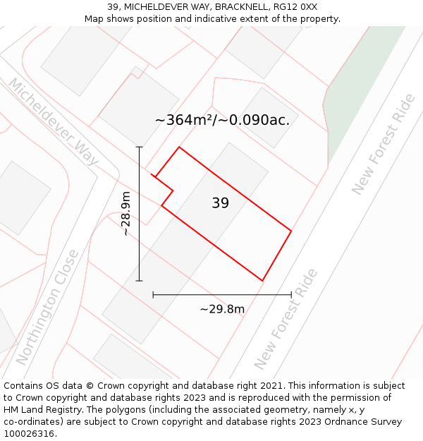 39, MICHELDEVER WAY, BRACKNELL, RG12 0XX: Plot and title map