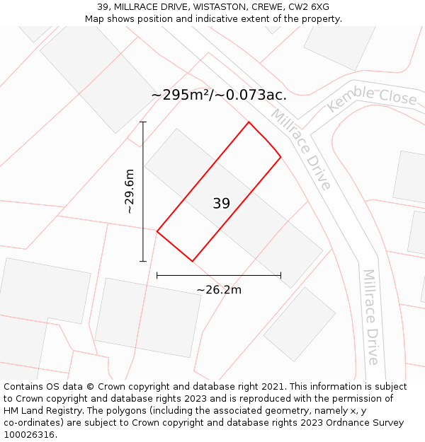 39, MILLRACE DRIVE, WISTASTON, CREWE, CW2 6XG: Plot and title map