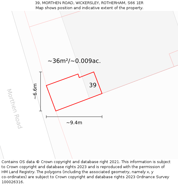 39, MORTHEN ROAD, WICKERSLEY, ROTHERHAM, S66 1ER: Plot and title map