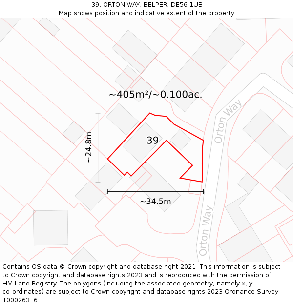 39, ORTON WAY, BELPER, DE56 1UB: Plot and title map