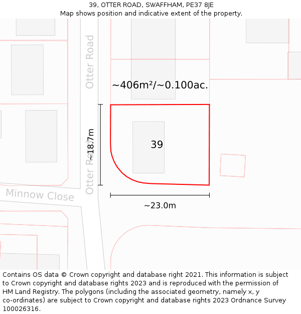 39, OTTER ROAD, SWAFFHAM, PE37 8JE: Plot and title map