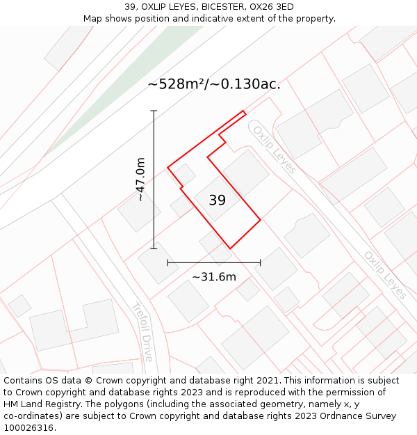 39, OXLIP LEYES, BICESTER, OX26 3ED: Plot and title map