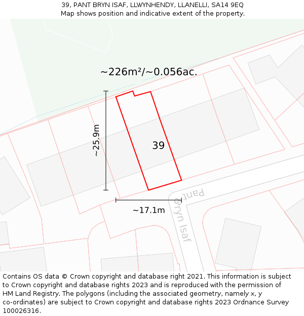 39, PANT BRYN ISAF, LLWYNHENDY, LLANELLI, SA14 9EQ: Plot and title map