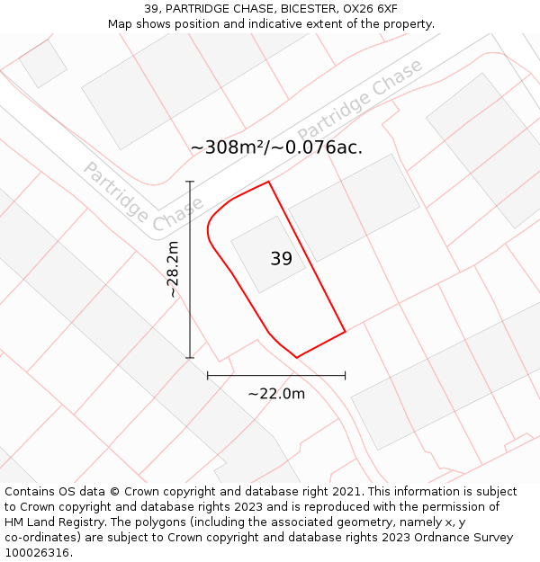 39, PARTRIDGE CHASE, BICESTER, OX26 6XF: Plot and title map