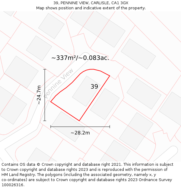 39, PENNINE VIEW, CARLISLE, CA1 3GX: Plot and title map
