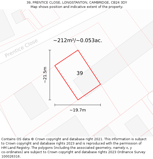 39, PRENTICE CLOSE, LONGSTANTON, CAMBRIDGE, CB24 3DY: Plot and title map