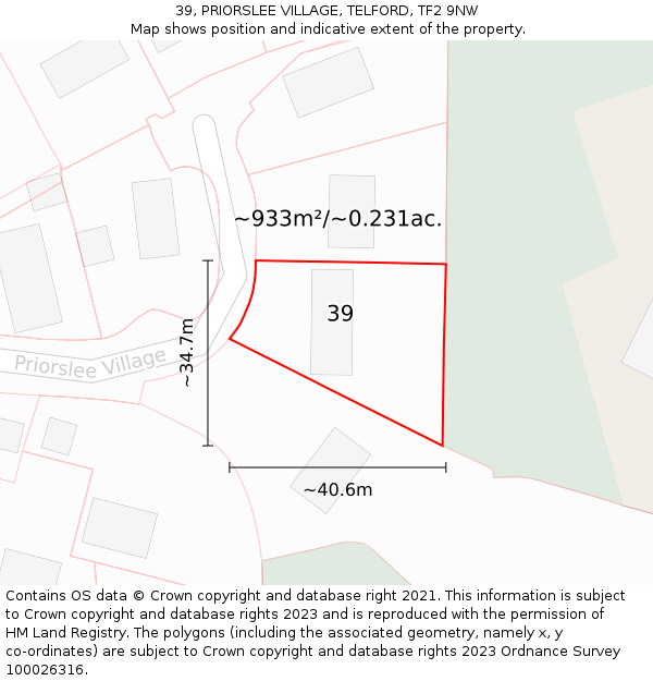 39, PRIORSLEE VILLAGE, TELFORD, TF2 9NW: Plot and title map